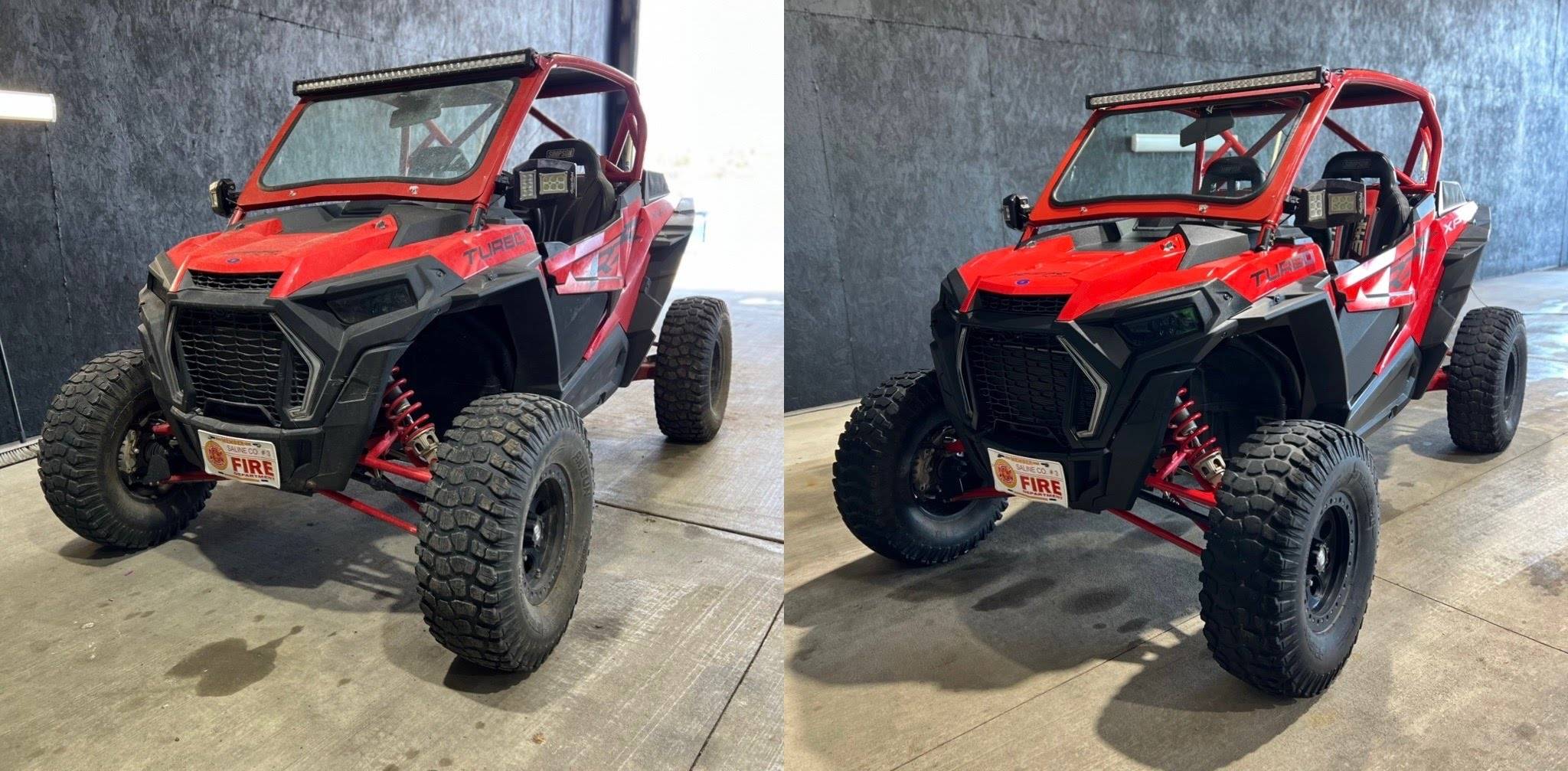 Exterior detailing on a Polaris RZR UTV - full before and after showing complete exterior clean and detail, Premier Auto Detailing Salina KS