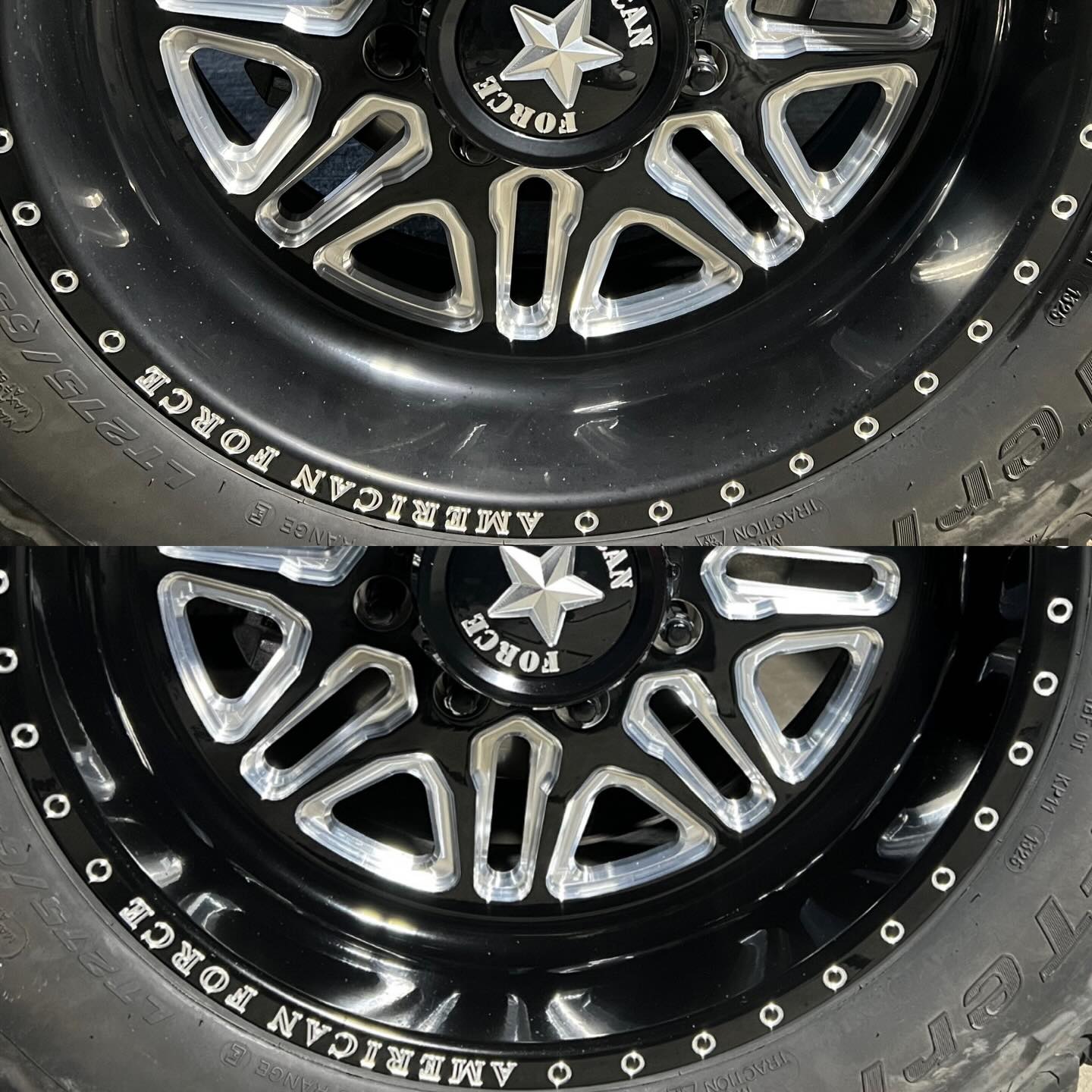 Exterior detailing before and after - dirty wheel cleaned and polished to a shine, Premier Auto Detailing Salina KS