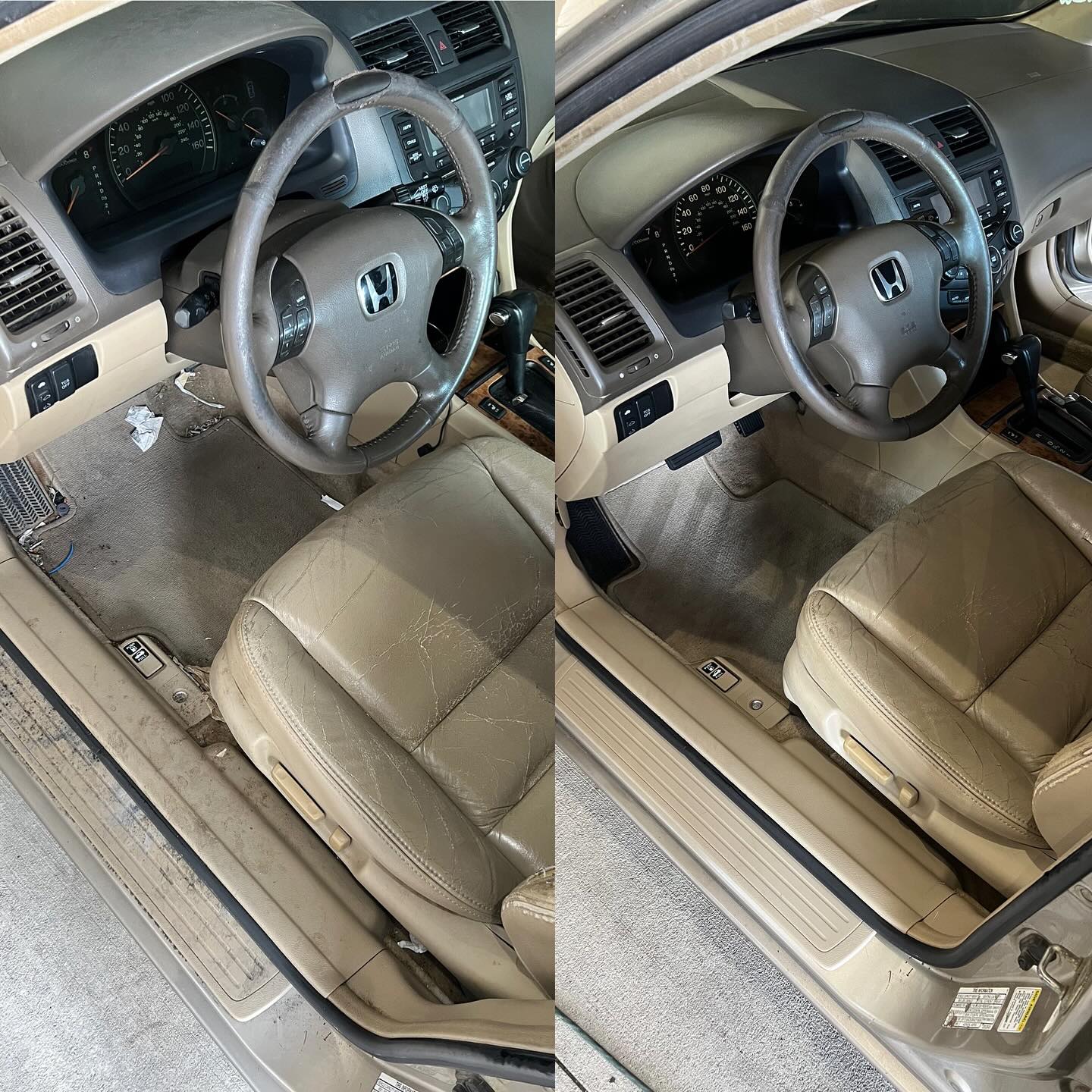 Interior detailing before and after - Honda dashboard and steering wheel deep cleaned, Premier Auto Detailing Salina KS